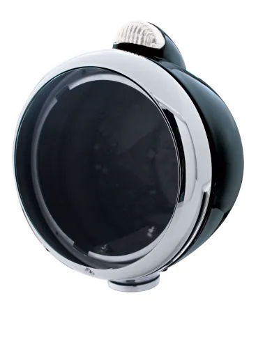 UP32409-Black Guide 682-C Headlight No Bulb With Dual Mode LED Signal - Clear Lens
