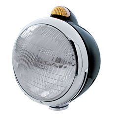 UP32410-Black Guide 682-C Headlight 6014 & Dual Mode LED Signal - Amber Lens