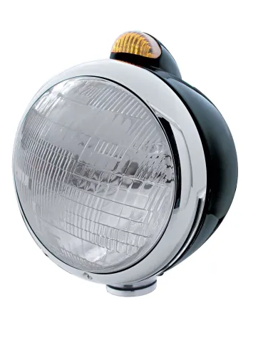UP32410-Black Guide 682-C Headlight 6014 & Dual Mode LED Signal - Amber Lens