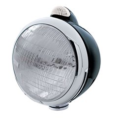 UP32411-Black Guide 682-C Headlight 6014 & Dual Mode LED Signal - Clear Lens