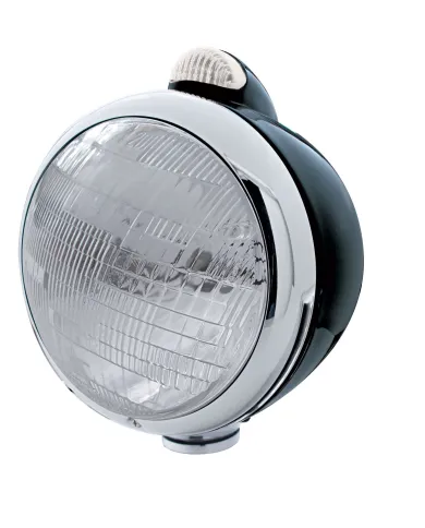 UP32411-Black Guide 682-C Headlight 6014 & Dual Mode LED Signal - Clear Lens