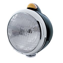 UP32412-Black Guide 682-C Headlight H6024 & Dual Mode LED Signal - Amber Lens