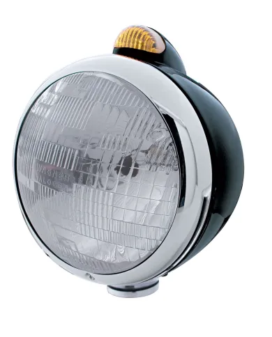 UP32412-Black Guide 682-C Headlight H6024 & Dual Mode LED Signal - Amber Lens