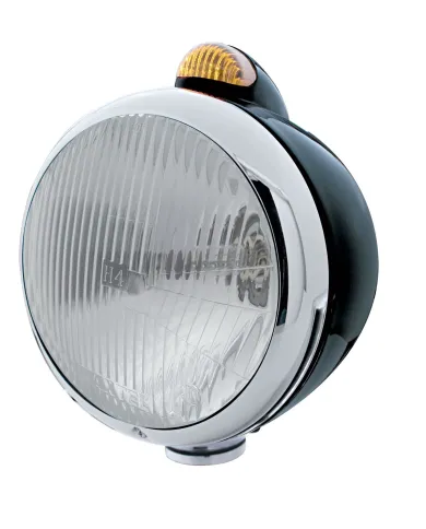 UP32414-Black Guide 682-C Headlight H4 & Dual Mode LED Signal - Amber Lens