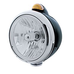 UP32416-Black Guide 682-C Headlight Crystal H4 & Dual Mode LED Signal - Amber Lens