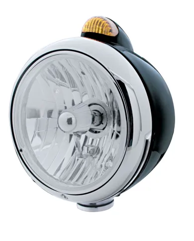 UP32416-Black Guide 682-C Headlight Crystal H4 & Dual Mode LED Signal - Amber Lens