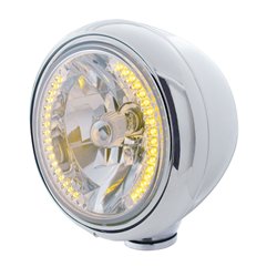 UP32419-Chrome Guide 682-C Style Headlight H4 Bulb With 34 Amber LED