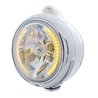 UP32423-Stainless Steel Guide 682-C Headlight H4 With Amber LED & Dual Mode LED Signal-Clear Lens