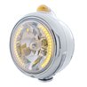 UP32426-Chrome Guide 682-C Headlight H4 With Amber LED & Dual Mode LED Signal - Amber Lens