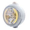 UP32427-Chrome Guide 682-C Headlight H4 With Amber LED & Dual Mode LED Signal - Clear Lens