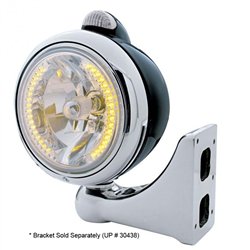 UP32431-Black Guide 682-C Headlight H4 With Amber LED & Dual Mode LED Signal - Clear Lens