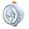 UP32434-Stainless Steel Guide 682-C Headlight H4 With White LED & Dual Mode LED Signal - Amber Lens