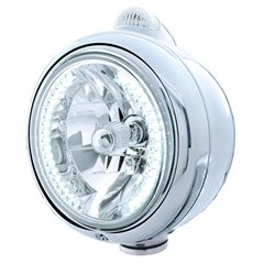 UP32437-Stainless Steel Guide 682-C Headlight H4 With White LED & LED Signal - Clear Lens