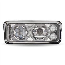 TXTLED-H120 - Rectangular Halo LED Projector Headlight Assembly - Chrome (Driver Side)