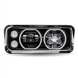 TXTLED-H123 - Rectangular Halo LED Projector Headlight Assembly - Black (Passenger Side)