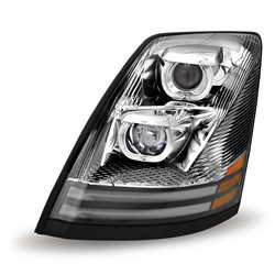 TXTLED-H17 - Volvo VNL LED Projector Headlight Assembly - Chrome (Driver Side)