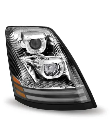 TXTLED-H18 - Volvo VNL LED Projector Headlight Assembly - Chrome (Passenger Side)