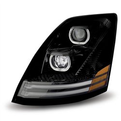 TXTLED-H19 - Volvo VNL LED Projector Headlight Assembly - Black (Driver Side)