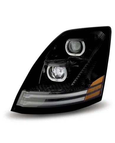 TXTLED-H19 - Volvo VNL LED Projector Headlight Assembly - Black (Driver Side)