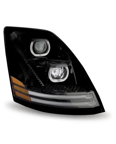 TXTLED-H20 - Volvo VNL LED Projector Headlight Assembly - Black (Passenger Side)