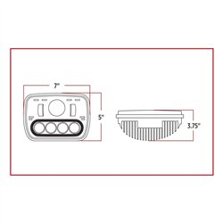 TXTLED-H4 - 5" x 7" Square LED Headlight (895 Lumens)