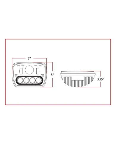 TXTLED-H4 - 5" x 7" Square LED Headlight (895 Lumens)