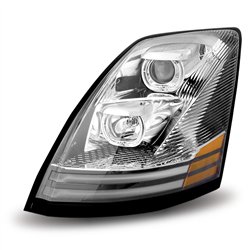 TXTLED-H45 - Volvo VNL Incandescent Headlight Assembly with LED - Runnig Light / Turn Signal - Chrome (Driver Side)