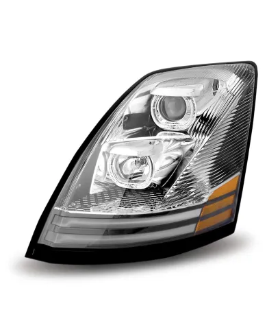 TXTLED-H45 - Volvo VNL Incandescent Headlight Assembly with LED - Runnig Light / Turn Signal - Chrome (Driver Side)