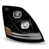 TXTLED-H55 - Volvo VNL Incandescent Headlight Assembly with LED - Runnig Light / Turn Signal - Black (Passenger Side)