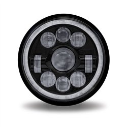 TXTLED-H70 - 7" Round LED Projector Headlight - Black with White Halo (1320 Lumens)