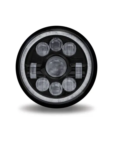 TXTLED-H70 - 7" Round LED Projector Headlight - Black with White Halo (1320 Lumens)