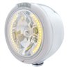 UP32457-Stainless Steel Classic Half Moon Headlight H4 With Amber LED & Signal - Clear Lens