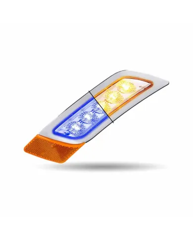TXTLED-P300AB - PETERBILT 579/567/587 DRIVER FENDER MARKER LIGHT-DUAL REVOLUTION AMBER/BLUE LED 