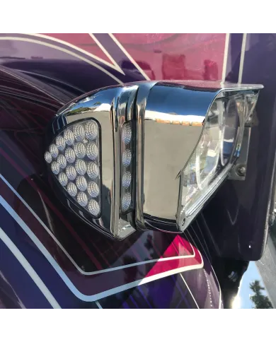 TXTLED-PSHXB - Peterbilt Side Headlight Triangle Dual Revolution Amber/Blue LED (24 Diodes)