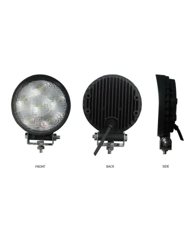 TXTLED-U1 - Universal White Round Work Light - Clear Lens - Black Housing (6 Diodes) - 600 Lumens