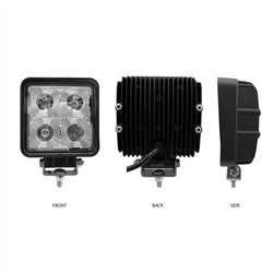 TXTLED-U18 - Universal White Square Work Light with Spot Beam - Clear Lens - Black Housing (4 Diodes) - 4000 Lumens