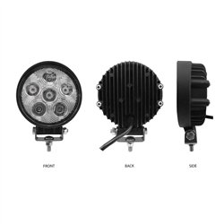 TXTLED-U19 - Universal White Round Work Light with Spot Beam - Clear Lens - Black Housing (6 Diodes) - 2400 Lumens