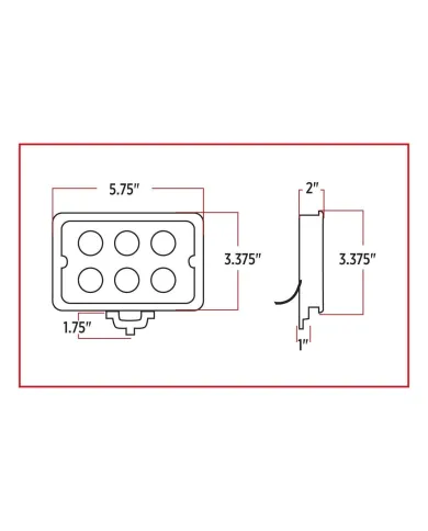 TXTLED-U20 - 4" x 6" Rectangular Heavy Duty LED Work Light - Flood Beam - 600 Lumens (6 Diodes)