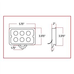TXTLED-U21 - 4" x 6" Rectangular Heavy Duty LED Work Light - Spot Beam - 600 Lumens (6 Diodes)