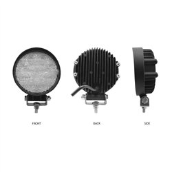 TXTLED-U25 - Universal White Round Flood Work Light - Clear Lens - Black Housing (9 Diodes) - 900 Lumens 