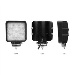 TXTLED-U26 - Universal White Square Flood Work Light - Clear Lens - Black Housing (9 Diodes) - 900 Lumens 