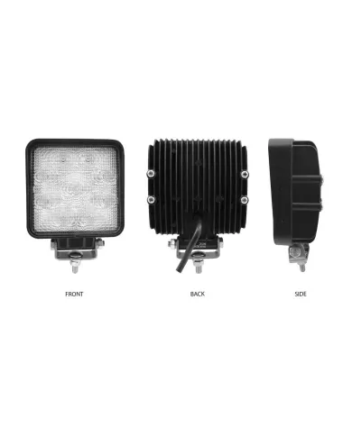 TXTLED-U26 - Universal White Square Flood Work Light - Clear Lens - Black Housing (9 Diodes) - 900 Lumens 