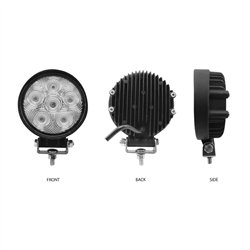 TXTLED-U28 - Universal White Round Work Light with Flood Beam - Clear Lens - Black Housing (6 Diodes) - 2400 Lumens