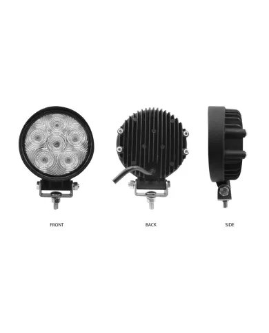 TXTLED-U28 - Universal White Round Work Light with Flood Beam - Clear Lens - Black Housing (6 Diodes) - 2400 Lumens
