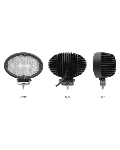 TXTLED-U29 - Universal White Cree Oval Flood Work Light - Clear Lens - Black Housing (6 Diodes) - 5400 Lumens