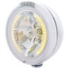 UP32479-Chrome Classic Headlight H4 With 34 Amber LED & Dual Mode LED Signal - Clear Lens