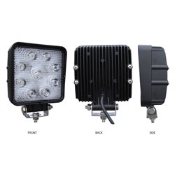 TXTLED-U5 - Universal White Square Work Light - Clear Lens - Black Housing (9 Diodes) - 900 Lumens