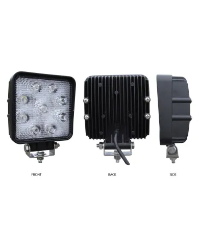 TXTLED-U5 - Universal White Square Work Light - Clear Lens - Black Housing (9 Diodes) - 900 Lumens