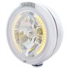 UP32481-Chrome Classic Headlight H4 With 34 Amber LED & LED Signal - Clear Lens