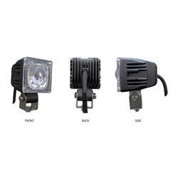 TXTLED-U6 - Universal White Small Square Work Light - Clear Lens - Black Housing (1 Diode) - 1200 Lumens